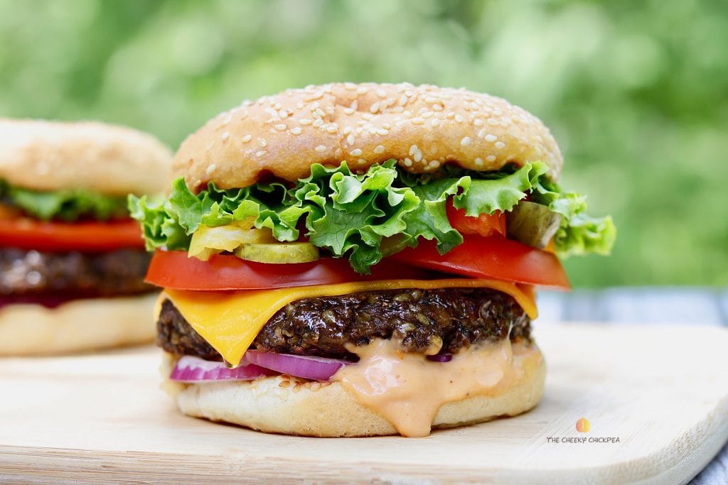 Vegan Burger (Best Grillable Seitan Burger Ever!) - The Cheeky Chickpea