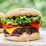 best vegan burger recipe on wooden cutting board