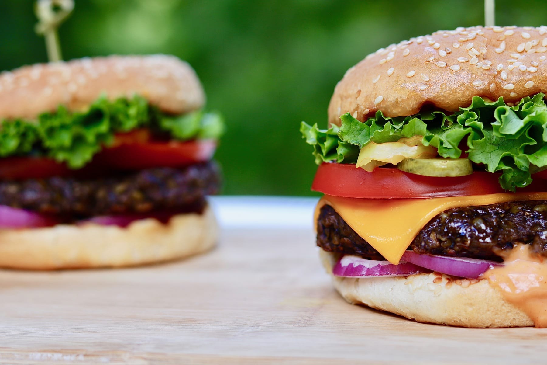 best vegan burger recipe on wooden cutting board