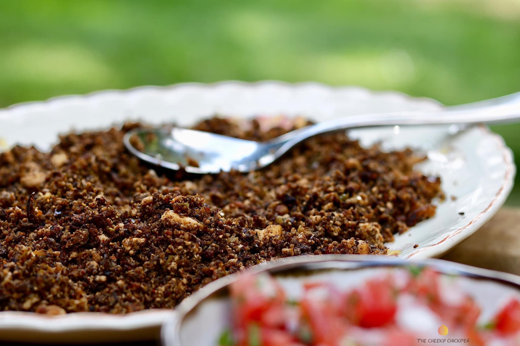 tasty tex mex vegan taco meat recipe on a white plate