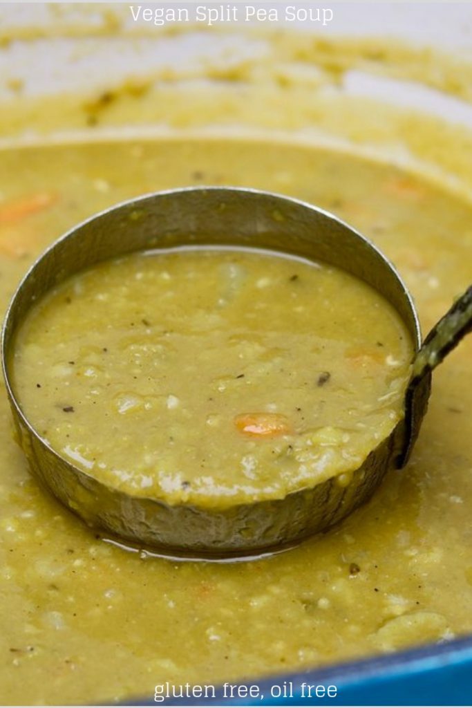 vegetarian split pea soup in a pot