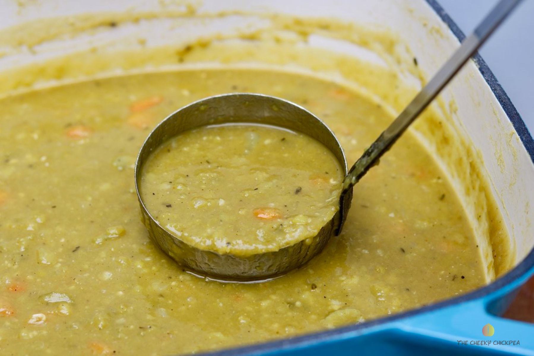 vegetarian split pea soup in a pot