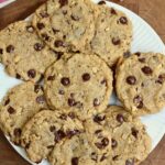 vegan chocolate chip cookies on a plate ready to serve