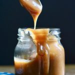 vegan caramel sauce in glass jar