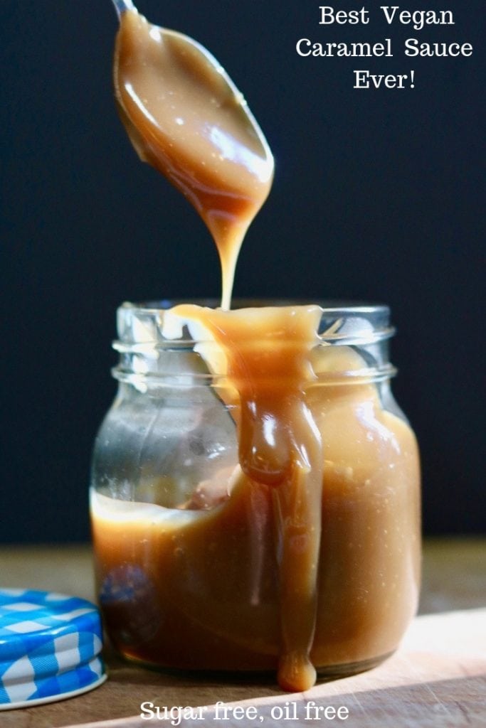 best vegan caramel sauce on a glass jar