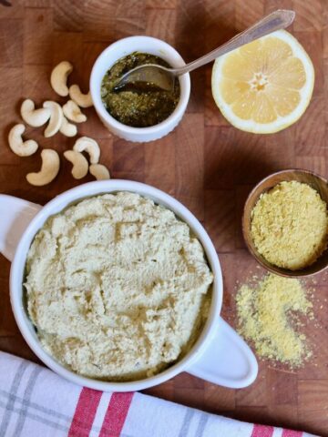 vegan ricotta cheese in a bowl ready to serve