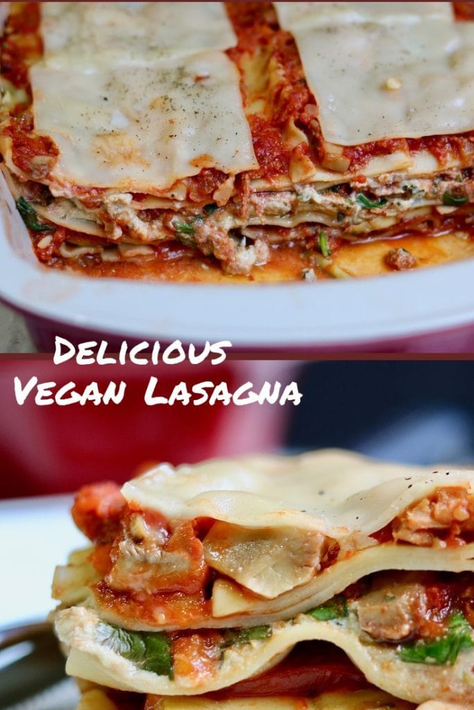 vegan lasagna on a white plate