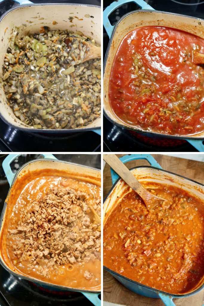 step by step photos how to make vegan bolognese 