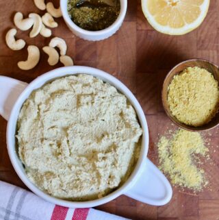 vegan ricotta cheese in a bowl ready to serve