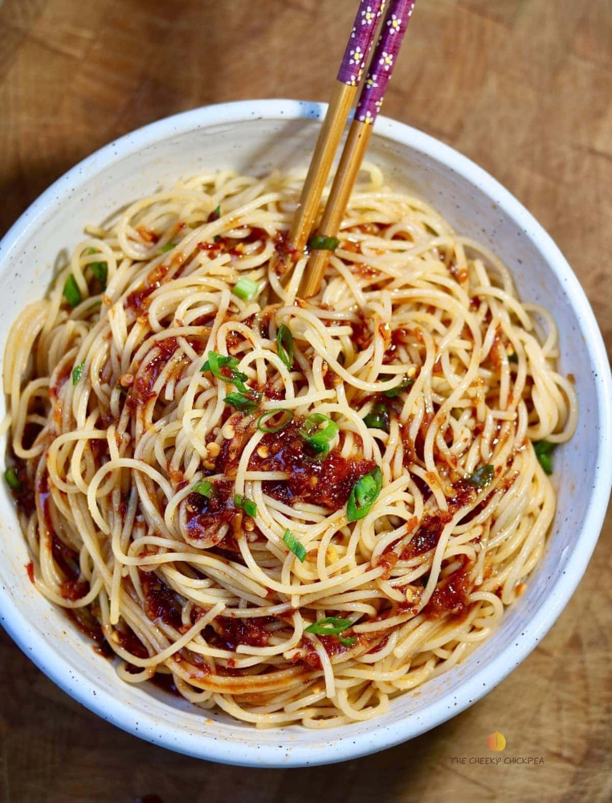 Sweet & Spicy Garlic Noodles - The Cheeky Chickpea