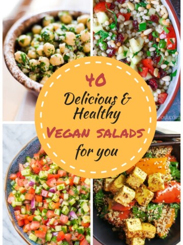 40 delicious & healthy vegan salad recipes in a 4 picture collage