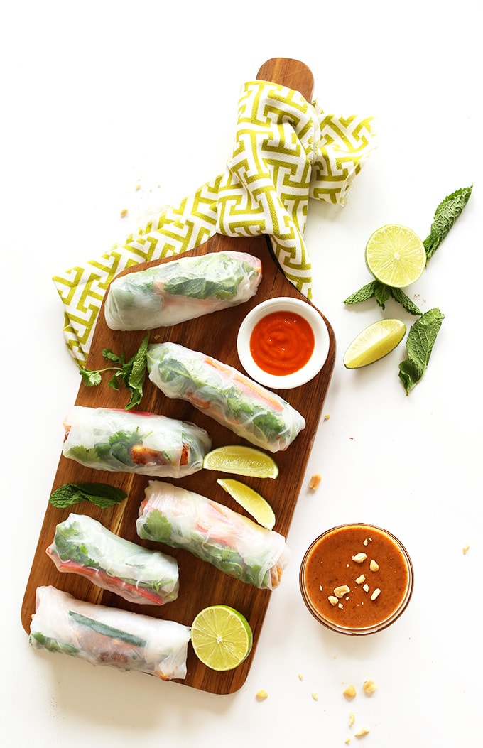 Vietnamese spring rolls for vegan potluck recipe roundup 