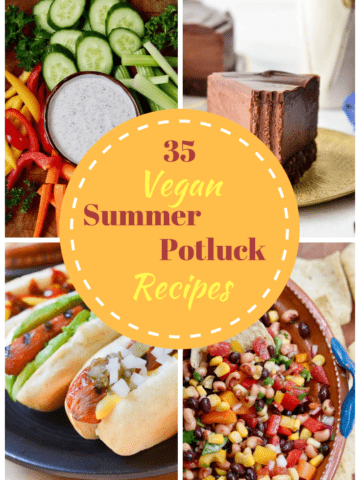 four photo collage of vegan summer recipes