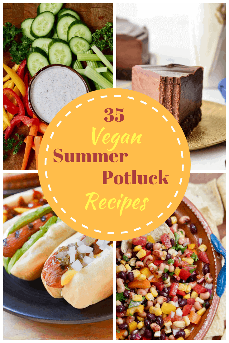 four photo collage of vegan summer recipes