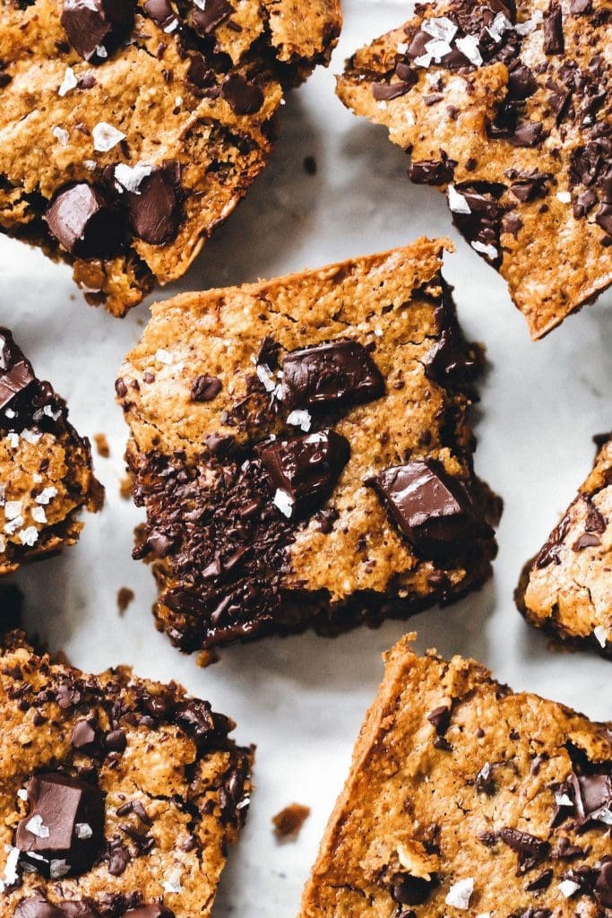 chocolate zucchini blondies for vegan potluck recipe roundup