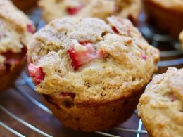 Strawberry Rhubarb Muffins (Vegan) - The Cheeky Chickpea