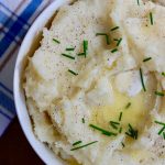 vegan mashed potatoes in a white bowl