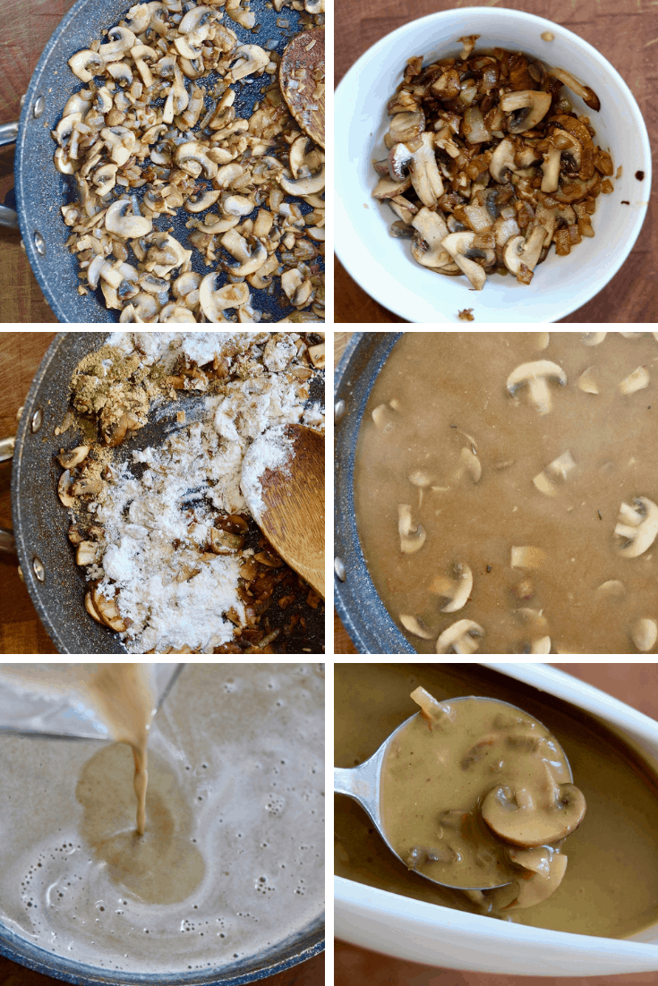 step by step photos how tom make vegan mushroom gravy 