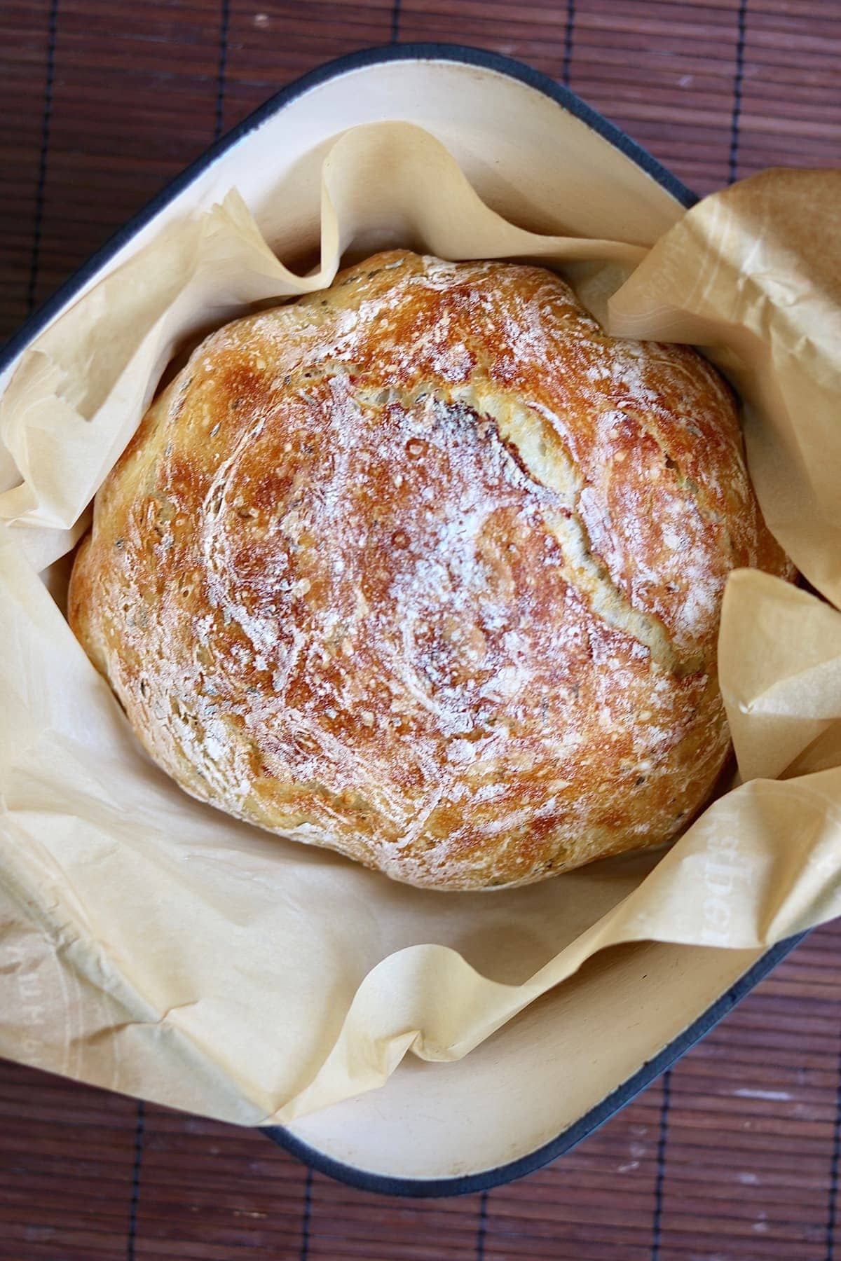 Dutch Oven No Knead Bread (with perfect crusty crust!) - Bowl of