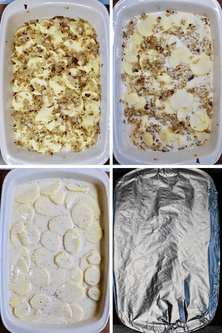 step by step photos how to assemble vegan scalloped potatoes