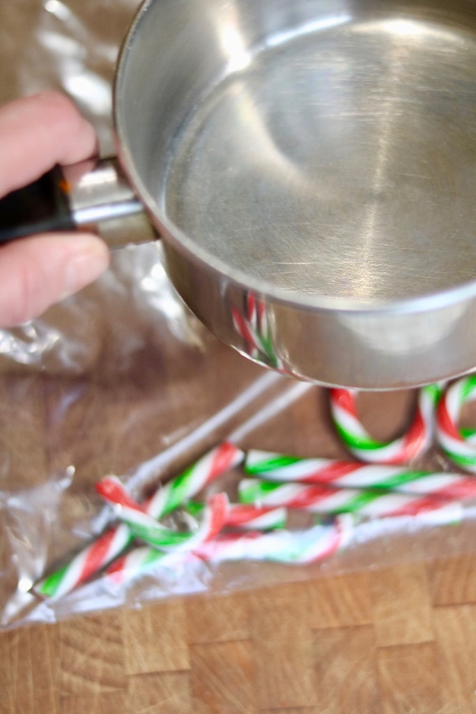 candy canes in a freezer bag