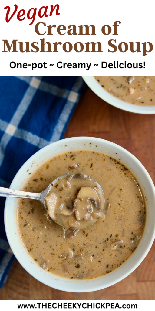 a bowl of vegan cream of mushroom soup