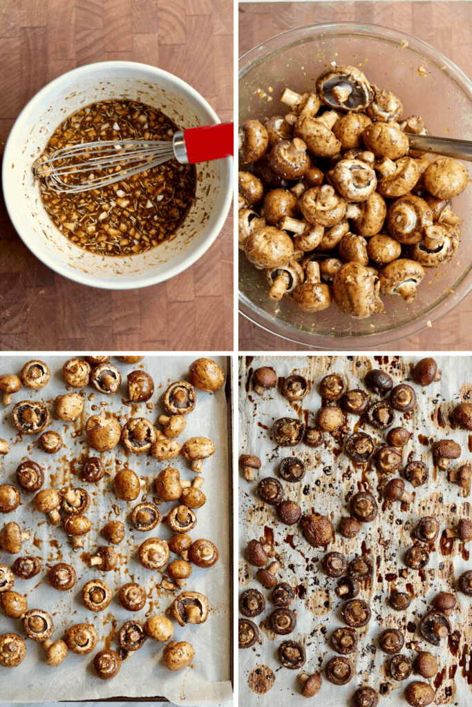 step by step photos how to make garlic and balsamic roasted mushrooms
