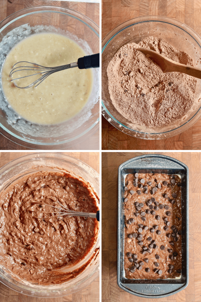 step by step photos how to make vegan chocolate banana bread