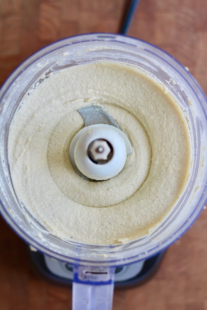 vegan cream cheese blended in a food processor