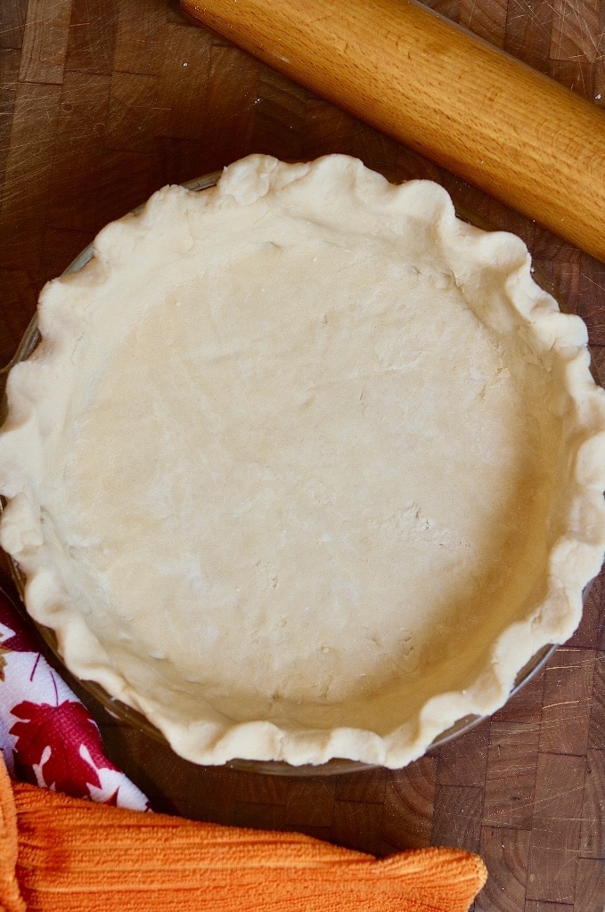 vegan pie crust ready to go on counter