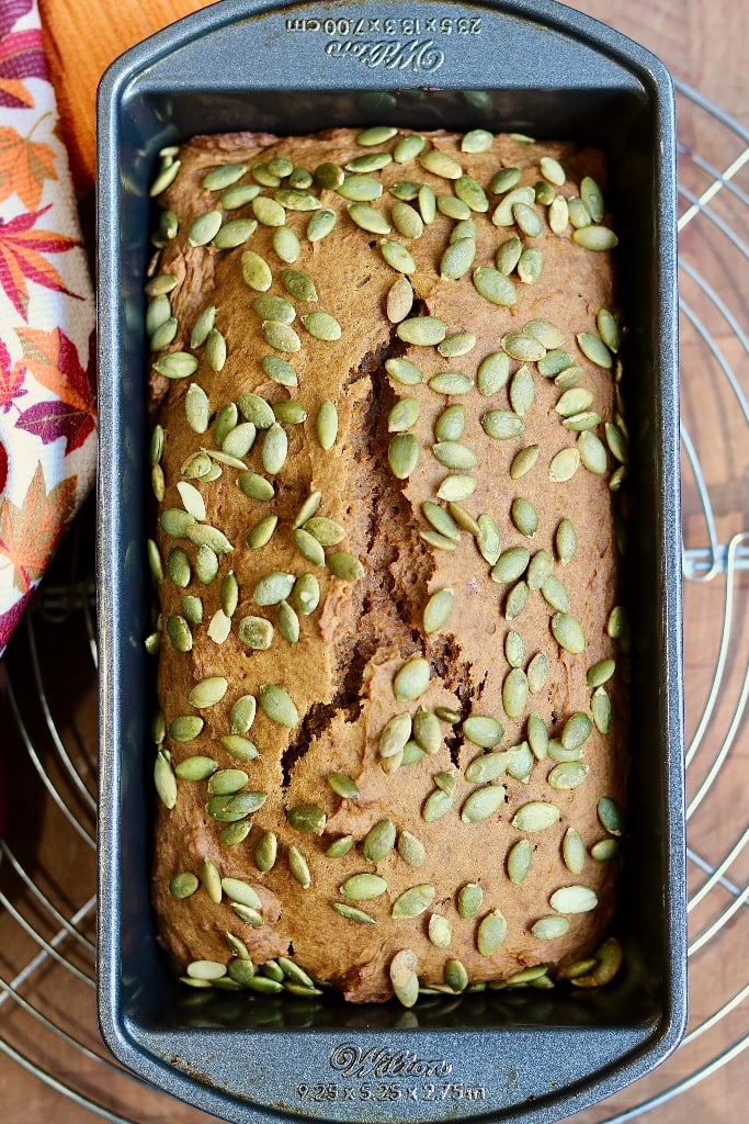 loaf of pumpkin bread fresh from the oven 