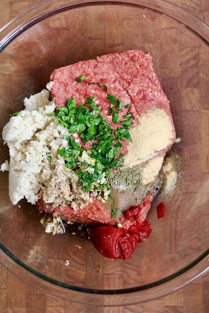 meatloaf ingredients in a mixing bowl