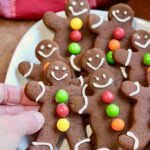 vegan gingerbread cookies decorated on a christmas platter