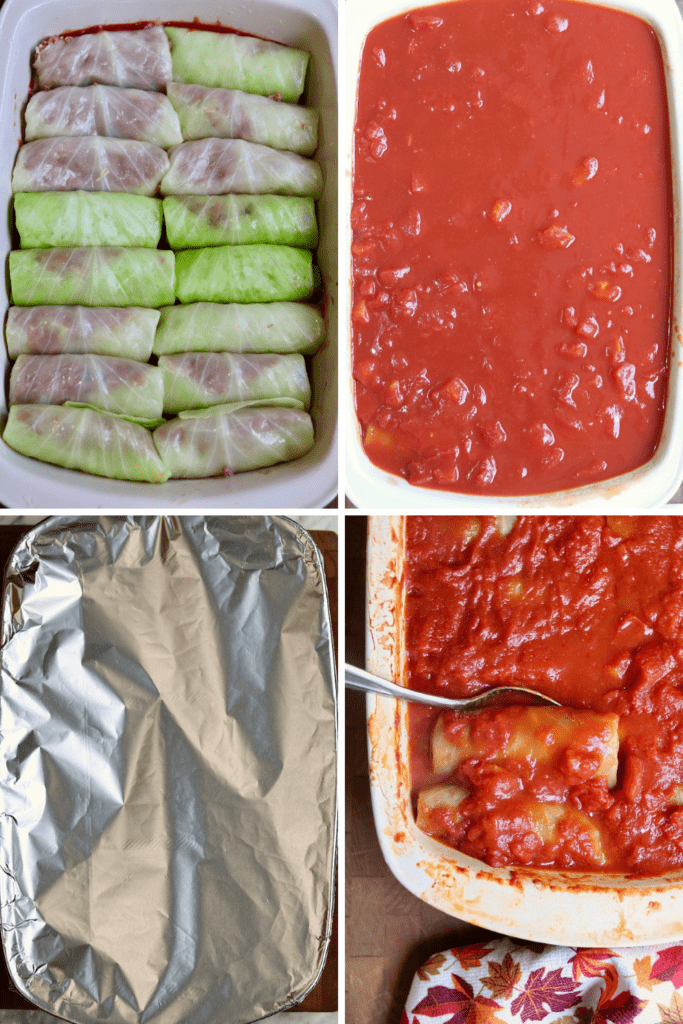 step by step photos assembling baking cabbage rolls