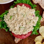 vegan tuna salad on open faced sandwich