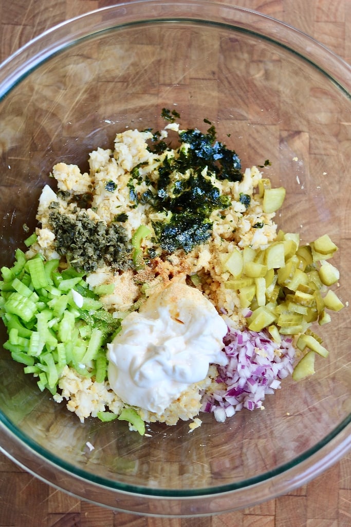 vegan tuna ingredients in a bowl