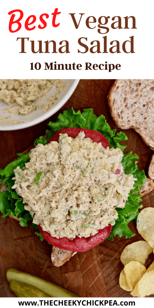 vegan tuna salad on open faced sandwich
