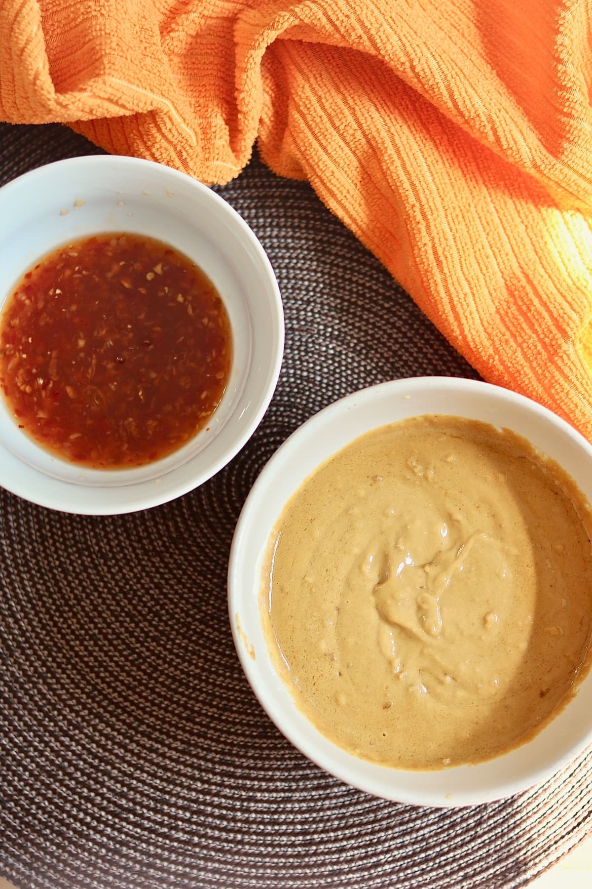 spring roll dipping sauces in bowls