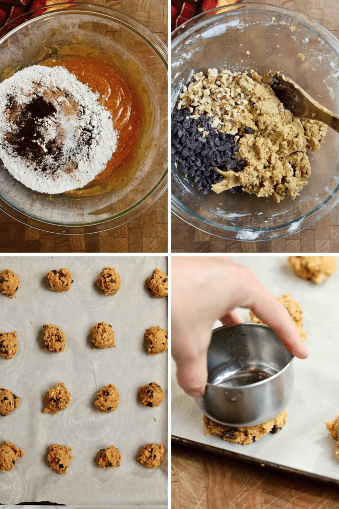 step by step photos how to make vegan pumpkin chocolate chip cookies 