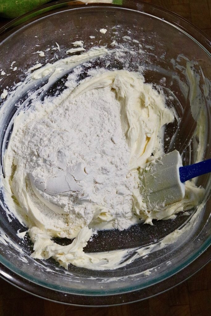 vegan shortbread ingredients in a mixing bowl