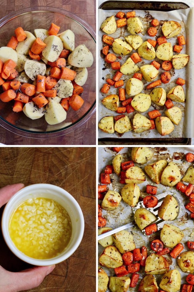 step by step photos how to make roasted potatoes and carrots
