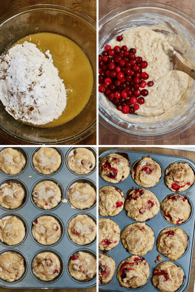 step by step photos how to make vegan cranberry muffins