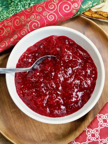 vegan cranberry sauce in a bowl ready to serve