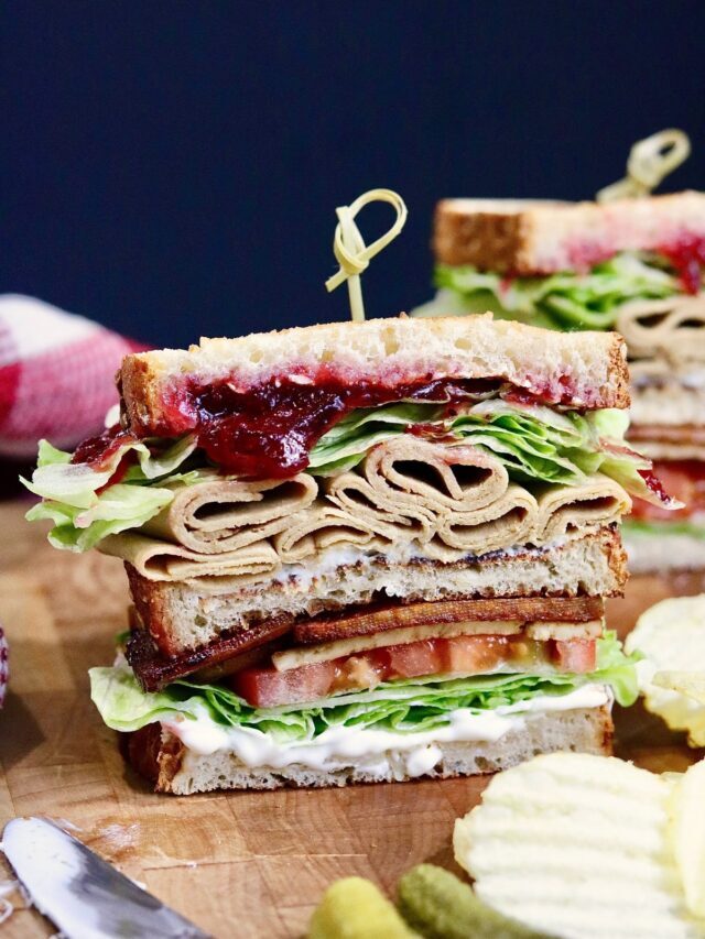 Vegan Cranberry and Turkey Club Sandwich