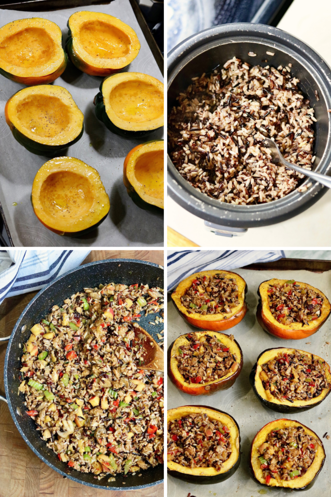 step by step photos how to make stuffed acorn squash