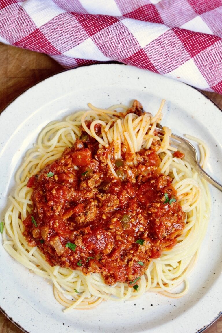 Easy Vegan Spaghetti with “Meat” Sauce - The Cheeky Chickpea