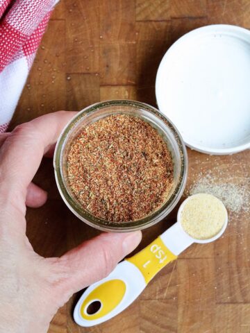 homemade french fry seasoning in a jar