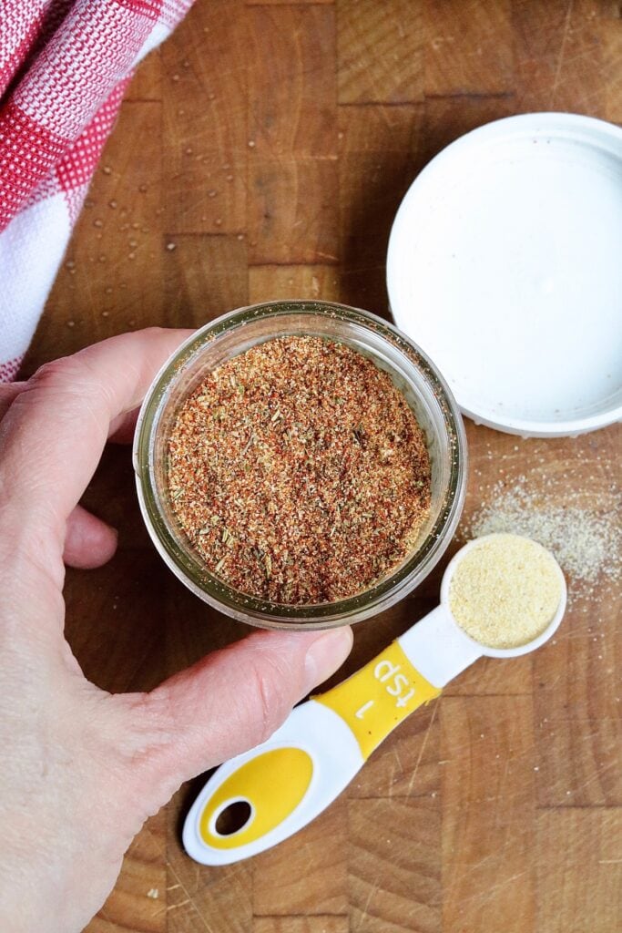 homemade french fry seasoning in a jar 
