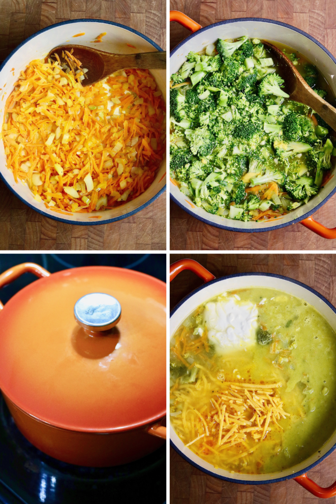 step by step photos how to make vegan broccoli cheddar soup