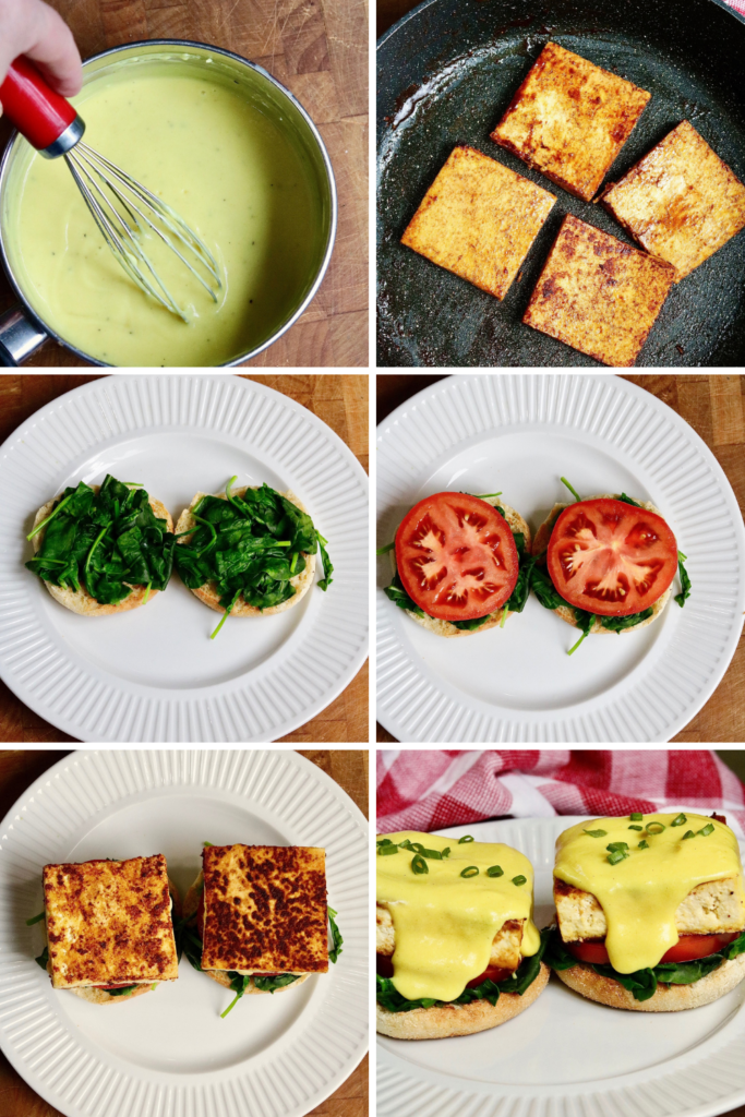 step by step photos how to make vegan eggs benedict